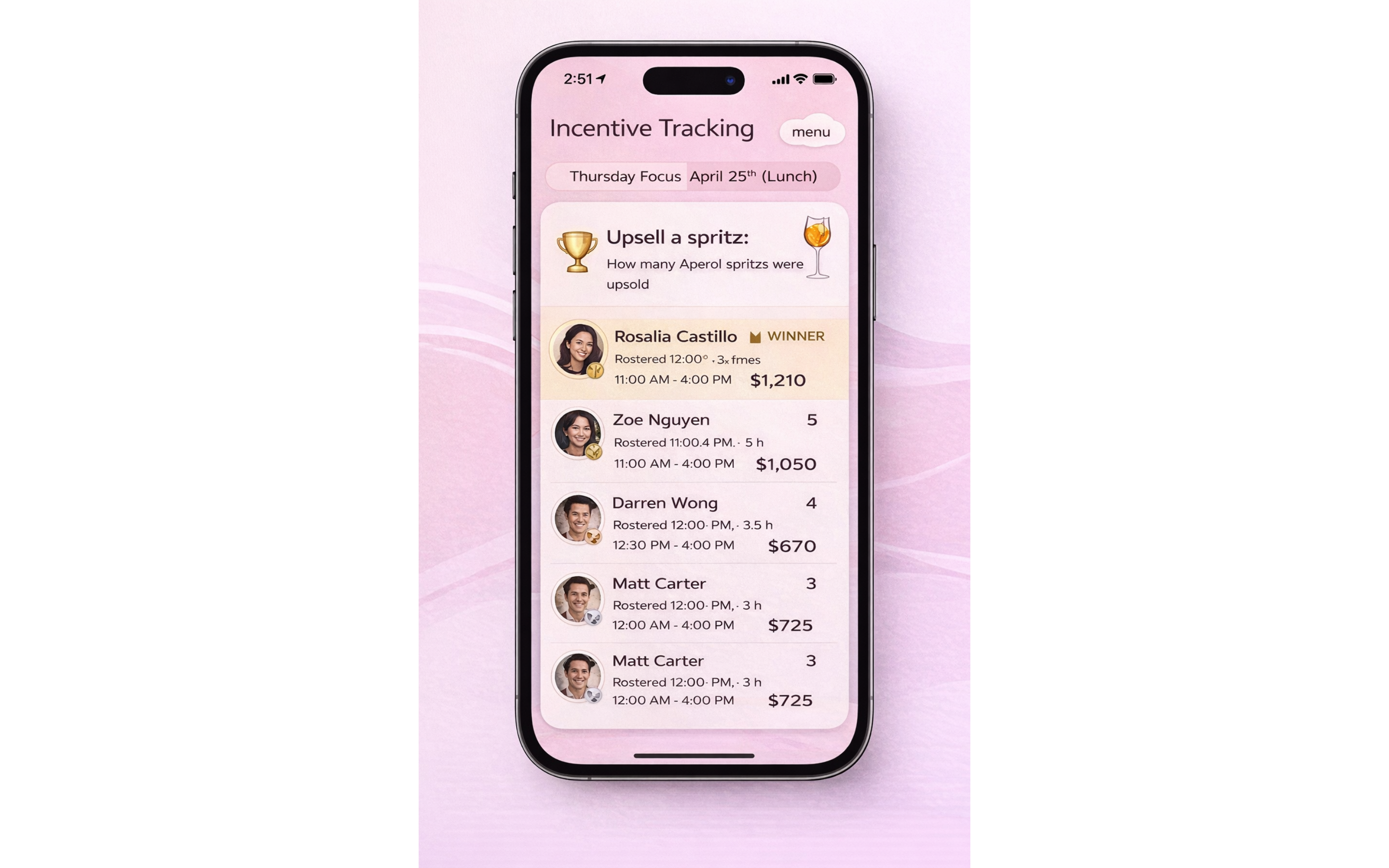 Incentive tracking on iPhone